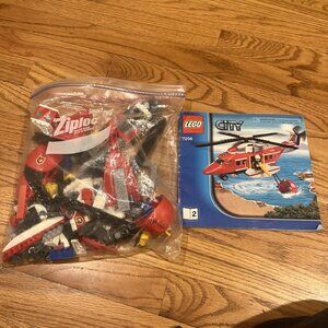 LEGO City 7206 Fire Helicopter Complete Set with instructions but NO MINIFIGURES
